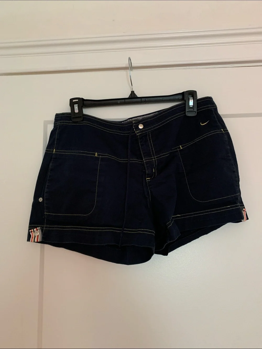 Nike Women's Navy Athletic Shorts with Contrast Stitching